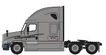 Trainworx 6256403 N Scale 2000s Freightliner Cascadia Raised Roof Tractor - Assembled -- Schneider (2007, silver, black)
