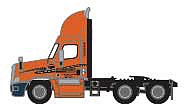 Trainworx 6256406 N Scale 2000s Freightliner Cascadia Day-Cab Tractor - Assembled -- Schneider (2007, orange, black, Intermodal)