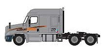 Trainworx 6256408 N Scale 2000s Freightliner Cascadia Mid-Roof Tractor - Assembled -- Schneider (2007, silver, orange, black, Bulk Carrier)