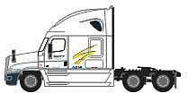 Trainworx 6257604 N Scale 2000s Freightliner Cascadia Raised Roof Tractor - Assembled -- Swift (2007 scheme, white, yellow)