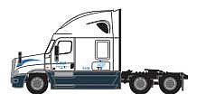 Trainworx 6258402 N Scale 2000s Freightliner Cascadia Raised Roof Tractor - Assembled -- Walmart 16-0349 (2007-2020, white, blue)