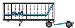 Trainworx 6287601 N Scale 1980s-2000s 28' Pup Van Trailer - Assembled -- Swift 29199 (1980s-2000s, white, blue)