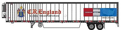 Trainworx 6530905 N Scale 2000s 53' Reefer Trailer - Assembled -- CR England 21759 (2000s, white, red, blue, Global Transportation)