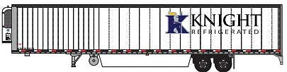Trainworx 6534302 N Scale 2000s 53' Reefer Trailer - Assembled -- Knight (2000s, white, blue, K Logo)