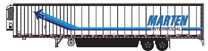 Trainworx 6534804 N Scale 2000s 53' Reefer Trailer - Assembled -- Marten 21884 (2000s, white, blue, Intermodal)