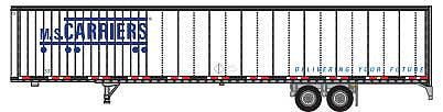 Trainworx 6535101 N Scale 1990s 53' Van Trailer - Assembled -- MS Carriers 65318 (1990s-2020, white, blue)