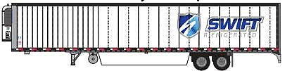 Trainworx 6537604 N Scale 2017 53' Reefer Trailer - Assembled -- Swift 20108 (2017 Scheme, white, blue, gold, Shield Logo)