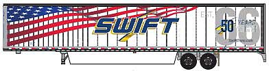 Trainworx 6537605 N Scale 2016 53' Van Trailer - Assembled -- Swift (50th Anniversary 2016, white, red, blue, gold)