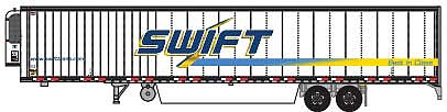 Trainworx 6537609 N Scale 2000s 53' Reefer Trailer - Assembled -- Swift 11805 (2000s, white, blue, gold, Best in Class Slogan)