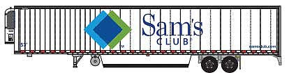 Trainworx 6538406 N Scale 2000s 53' Reefer Trailer - Assembled -- Sam's Club 301949 (2000s, white, blue, green)