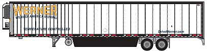 Trainworx 6538801 N Scale 2015 53' Reefer Trailer - Assembled -- Werner 29413 (2015, white, yellow, blue)
