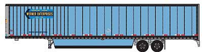 Trainworx 6538809 N Scale 1990s 53' Van Trailer - Assembled -- Werner 48243 (1990s, blue, yellow)