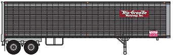Trainworx 8020101 N Scale 40' Corrugated Van Trailer - Assembled -- Rio Grande Motorway 2423 (silver, Boxcar Red, Flying Grande Logo)