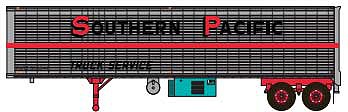 Trainworx 8022906 HO Scale 40' Corrugated Reefer Trailer - Assembled -- Southern Pacific 500087 (silver, red, black, Billboard Lettering)