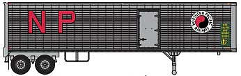 Trainworx 8023302 HO Scale 40' Corrugated Van Trailer with Side Door - Assembled -- Northern Pacific 20469 (silver, red, black, white, Large NP)