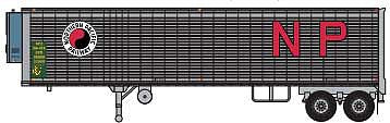 Trainworx 8023306 HO Scale 40' Corrugated Reefer Trailer - Assembled -- Northern Pacific 50485 (silver, red, black, white, Large NP)
