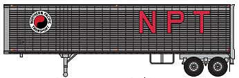 Trainworx 8023310 HO Scale 40' Corrugated Van Trailer - Assembled -- Northern Pacific Transport 701462 (silver, red, black, white, Large NPT)