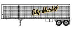 Trainworx 8025701 HO Scale 40' Corrugated Van Trailer - Assembled -- City Market No. 1 (silver, black, yellow)