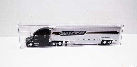 Trucks 'N Stuff TNS033 HO Scale Kenworth T680 Sleeper Cab Tractor with 53' Reefer Trailer - Assembled -- Smith (black, white, silver)