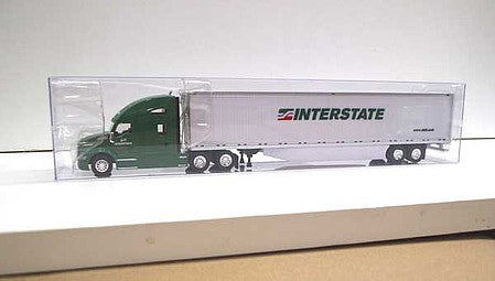 Trucks 'N Stuff TNS037 HO Scale Kenworth T680 Sleeper Cab Tractor with 53' Dry Van Trailer - Assembled -- Interstate Distribution (green, white, red)