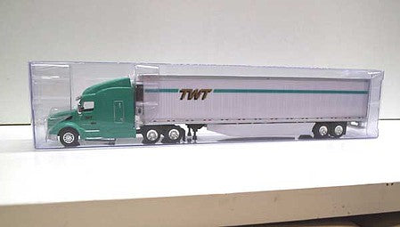 Trucks 'N Stuff TNS114 HO Scale Peterbilt 579 Sleeper Cab Tractor with 53' Reefer Trailer - Assembled -- TWT (green, white)