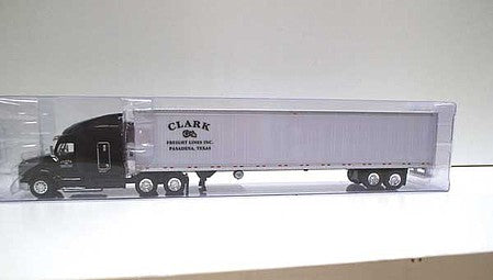 Trucks 'N Stuff TNS115 HO Scale Peterbilt 579 Sleeper Cab Tractor with 53' Reefer Trailer - Assembled -- Clark Freight Lines (black, white)