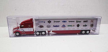 Trucks 'N Stuff TNS127 HO Scale Peterbilt 579 Sleeper Cab Tractor with 53' Dry Van Trailer - Assembled -- Cerri Family Feed (red, white; Multiple Advertising Logos)