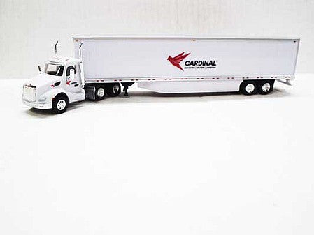 Trucks 'N Stuff TNS149 HO Scale Kenworth T680 Day Cab Tractor with 53' Dry Van Trailer - Assembled -- Cardinal Logistics (white, black, red)