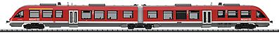 Trix 11134 N Scale Minitrix Era VI LINT 41 Diesel Railcar Starter Set w/Track - Standard DC -- German Federal Railway #648.1 (25 x 17" Oval Track, Battery Controller)
