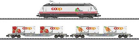 Trix 11638 N Scale SBB Refrigerator Container Train-Only Set w/DCC/SX - Minitrix -- Swiss Federal Railways SBB/CFF/FFS (Era VI, COOP Scheme)
