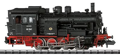 Trix 12417 N Scale Minitrix Steam Class 92.20 0-8-0T - DCC/Selectrix Equipped -- German Federal Railway (Era III; black, red)