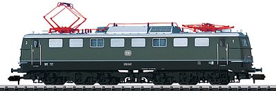Trix 12491 N Scale Minitrix Krupp/AEG Class E 50 Electric - Sound & DCC/Selectrix Equipped -- German Federal Railway (Era III 1950s; green, silver)