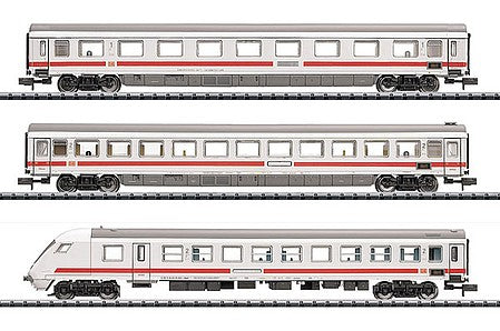 Trix 15081 N Scale IC 2206 3-Car Set w/DCC/Analog Lighted Cab Car - Ready to Run - Minitrix -- German Federal Railway (Era IV; white, red, silver)