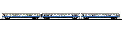 Trix 15095 N Scale Mimara 3-Car Coach Set - Ready to Run - Minitrix -- Croatian Railways HZ (Era IV; light blue, gray)