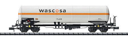 Trix 15301 N Scale Pressurized Gas Tank Car - Ready to Run - Minitrix -- Wascosa (Era V; white, orange, black)