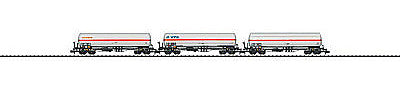 Trix 15302 N Scale Pressurized Gas Tank Car 3-Pack - Ready to Run - Minitrix -- 2-VTG & 1-Ermewa (Era V; white, orange)