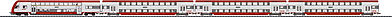Trix 15305 N Scale Bi-Level 4-Car Set w/Cab Car - Ready to Run -- Luxembourg State Railways CFL (Era V; white, gray, red)