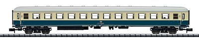 Trix 15379 N Scale Historic IC 2410 Type Bm 235 2nd Class Coach - Ready to Run - Minitrix -- German Federal Railway (Era VI; ivory, blue)