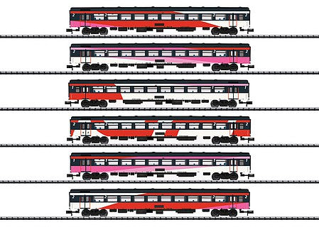Trix 15389 N Scale ICRm Express 6-Car Set - Ready to Run - Minitrix -- Dutch Railways NS (Era VI 2016; white, red, pink, black)