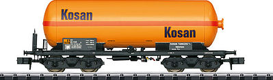 Trix 15416 N Scale 4-Axle Pressurized Gas Tank Car - Ready to Run -- Kosan Tankers A/S, DK-Kobenhavn (Era IV 1980s; yellow, red)