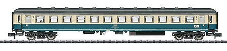 Trix 15461 N Scale IC 611 Gutenberg Type Bm 235 2nd Class Compartment Car - Ready to Run - Minitr -- German Federal Railway (Era IV 1984; blue, ivory)