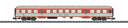 Trix 15475 N Scale Type Bnrzb 778.1 2nd Class Coach - Ready to Run - Minitrix -- German Federal Railway #50 80 22-34 180-6 (Era IV, City-Bahn; orange, ivory)