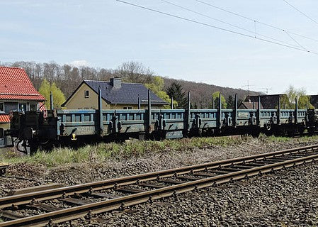 Trix 15487 N Scale Type Res Low-Side Car - Ready to Run - Minitrix -- Polish State Railroad PKP (Era VI, blue)