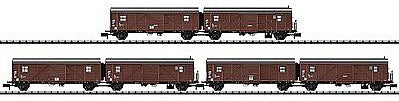 Trix 15515 N Scale Minitrix Type Hrs-z 330 LCL 2-Unit Boxcar 3-Pack - Ready to Run -- German Federal Railway (Era IV, Boxcar Red)