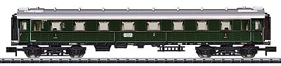 Trix 15526 N Scale Minitrix Type AB4u-28 1st/2nd Class Coach - Ready to Run -- German Federal Railway (Era III; green, silver)