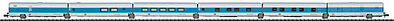Trix 15550 N Scale Talgo 6-Car Articulated Set - Ready to Run -- German Federal Railway (Era V, Night Train Scheme; blue, white)
