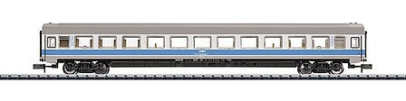 Trix 15591 N Scale Mimara Express 2nd Class Coach - Ready to Run - Minitrix -- Slovenian Railways SZ #1 (Era IV; gray, blue)
