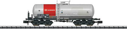 Trix 15659 N Scale 4-Axle Acid Tank Car - Ready to Run - Minitrix -- DB Schenker (Era VI 2017; gray, red)