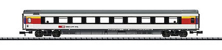 Trix 15671 N Scale Type Apm EuroCity 1st Class Coach - Ready to Run - Minitrix -- Swiss Federal Railways SBB/CFF/FFS (Era VI 2018; black, white, red)