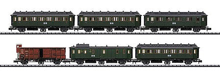Trix 15681 N Scale Bavarian Express Train Set pkg(6) (Limited Edition) -- 5 Bavarian Express Train Passenger Cars, 1 German State Railroad Freight Car